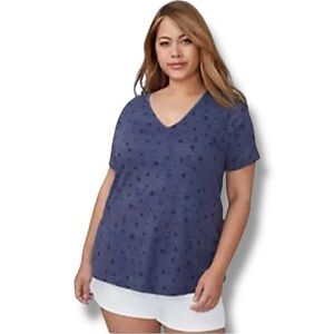 LANE BRYANT High-Low Macrame-Back Top - Plus 14/16 Medieval Blue